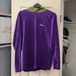 Supreme purple and olive green t-shirt hoodie